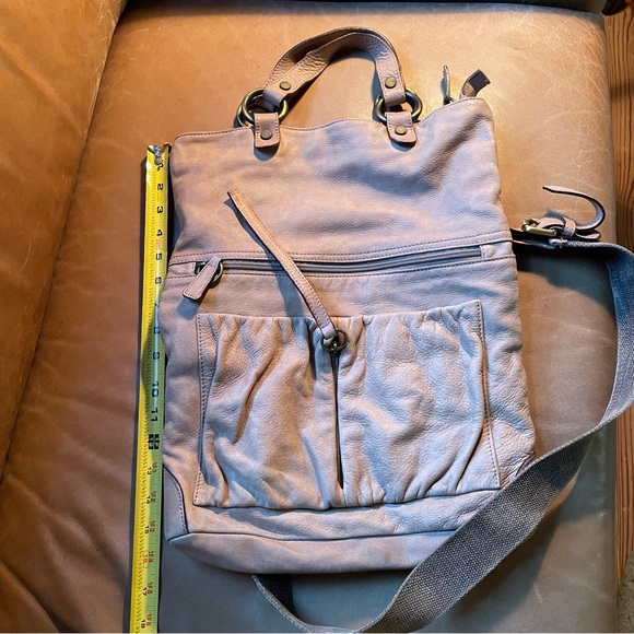 Pulicati light brown tan convertible foldover leather bag made Italy crossbody - Picture 7 of 11